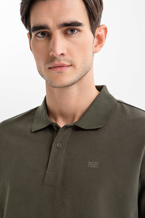 Лонгслив поло из хлопка, цвет Зеленый