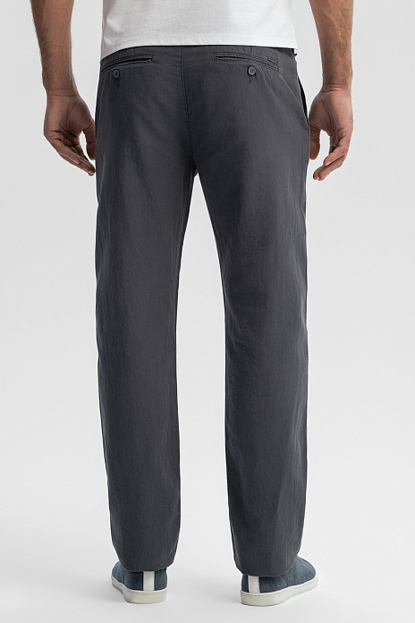 Брюки из хлопка и льна, цвет Серый