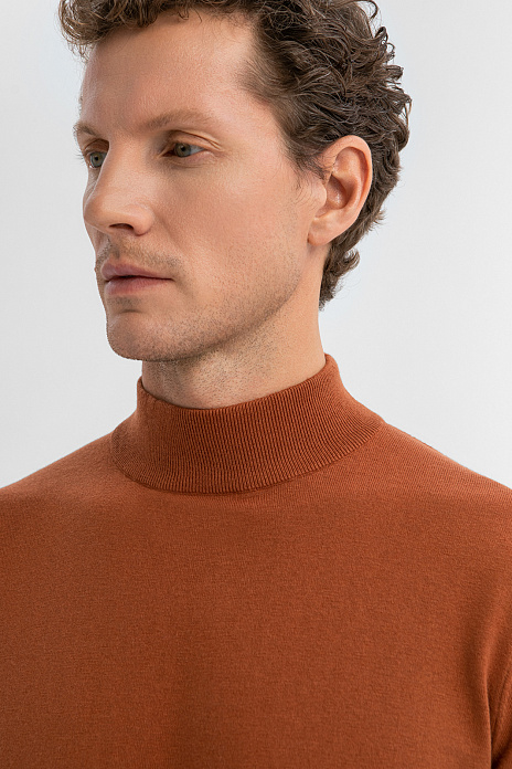 Водолазка из хлопка и кашемира, цвет Коричневый светлый