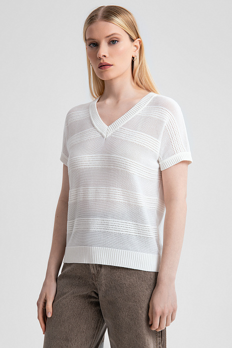 Футболка трикотажная в полоску, цвет Белый