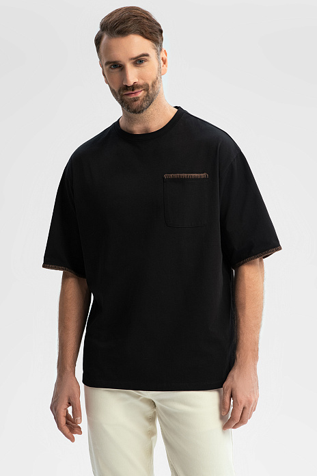 Черная хлопковая футболка оверсайз, цвет Черный