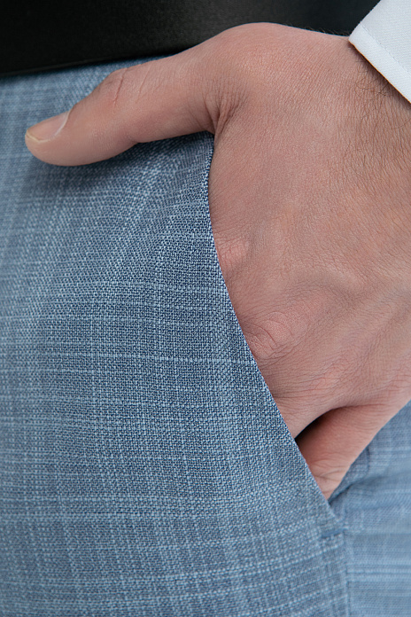 Брюки из шерсти и шелка, цвет Голубой