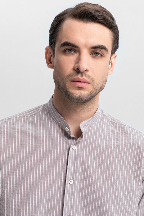 Сорочка из итальянской хлопковой ткани Canclini, цвет Коричневый