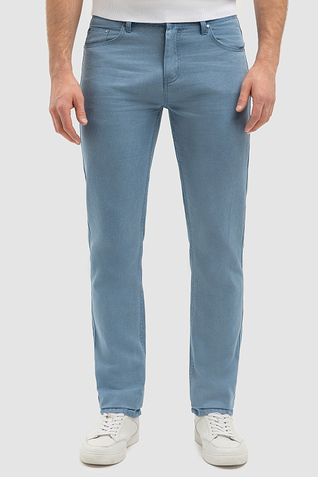 Джинсы с добавлением льна, цвет Голубой