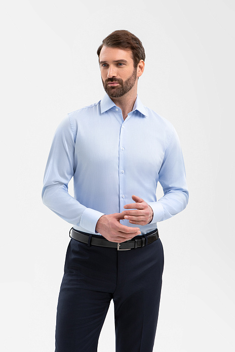 Сорочка из австрийской хлопковой ткани Getzner, легкая в уходе, цвет Голубой светлый