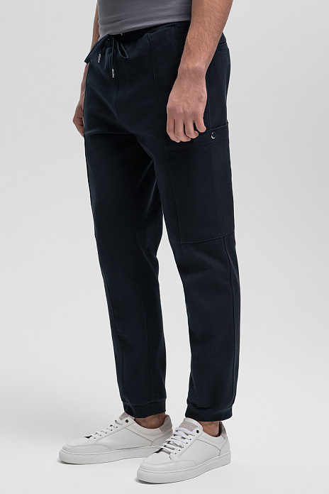 Брюки спортивные из хлопка, цвет Синий темный