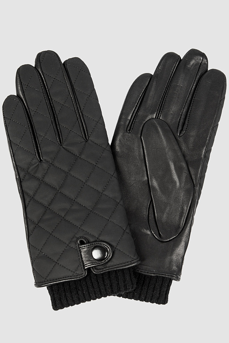 Перчатки из кожи и текстиля, цвет Черный