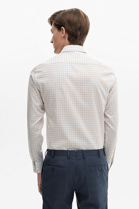 Сорочка из хлопка и лиоцелла в клетку с технологией легкой очистки, цвет Белый