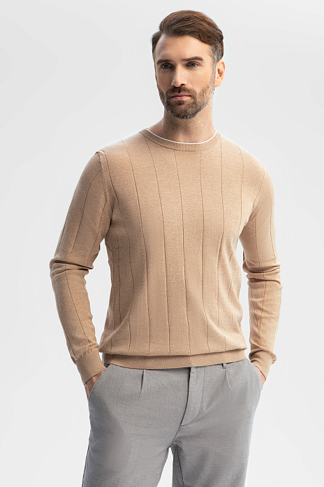 Джемпер из хлопка, шелка и льна, цвет Бежевый