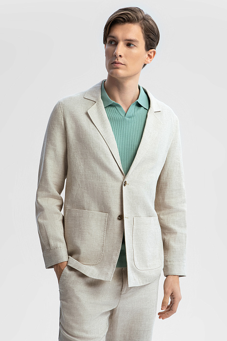 Пиджак изо льна и хлопка, цвет Бежевый светлый