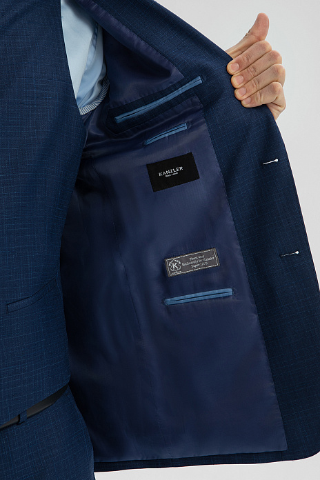 Пиджак из шерсти, хлопка и льна с водоотталкивающей обработкой, цвет Синий