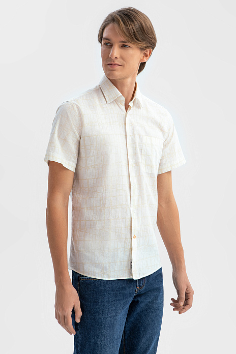 Сорочка с коротким рукавом из австрийской ткани Getzner, цвет Бежевый