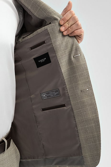 Пиджак из шерсти в клетку, цвет Коричневый светлый