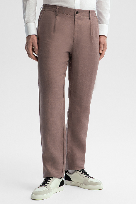 Брюки изо льна, цвет Коричневый