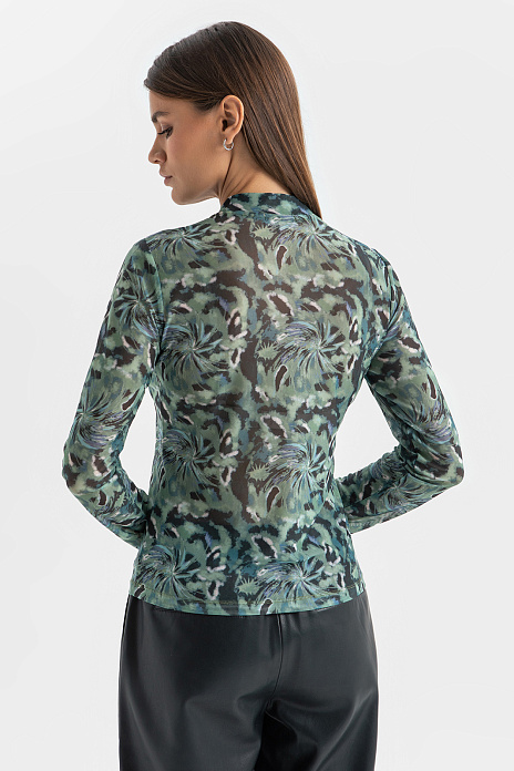 Лонгслив с принтом, цвет Зеленый