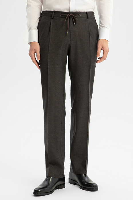 Брюки из шерсти, устойчивой к сминанию, цвет Коричневый темный