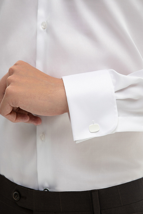 Сорочка под запонки из хлопка, легкая в уходе, цвет Белый