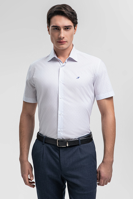 Сорочка с коротким рукавом из итальянской ткани Canclini, цвет Белый