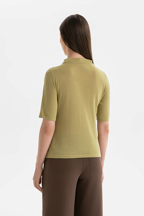 Водолазка из хлопка, шелка и льна, цвет Зеленый светлый