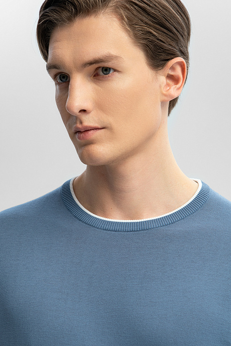 Джемпер из хлопка и льна, цвет Голубой светлый