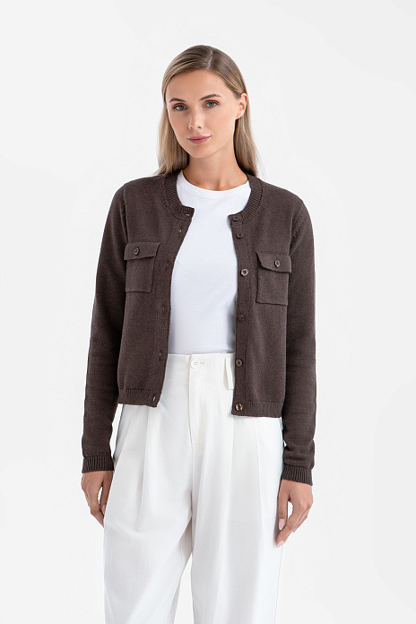 Кардиган из хлопка и кашемира, цвет Коричневый
