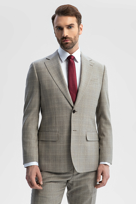 Пиджак из шерсти в клетку, цвет Коричневый светлый