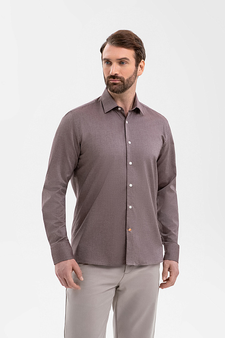 Сорочка из итальянской хлопковой ткани Carlo Bassetti, цвет Коричневый
